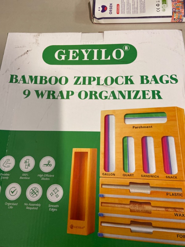 Photo 2 of 8 in 1 Bag Organizer Storage for Kitchen Drawer Organization, Bamboo Foil and Plastic Wrap Organizer, Plastic Bag Organizer for Gallon,Quart,Sandwich and Snack Variety Size Bag