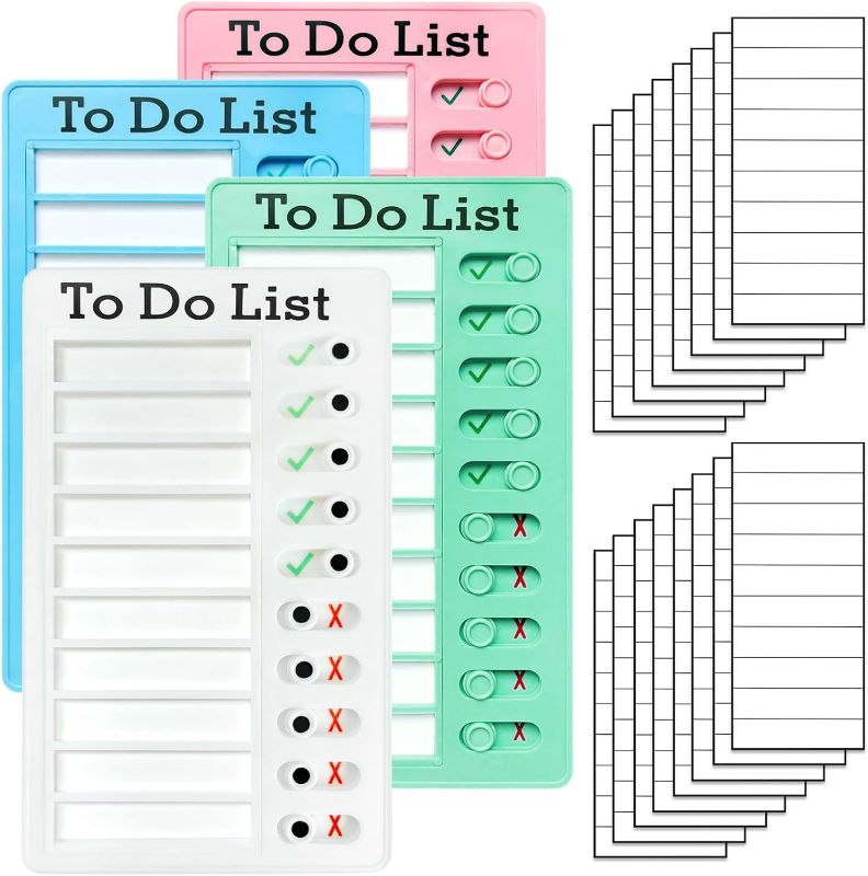 Photo 1 of 4 Pieces Chore Chart for Kids Multiple Kids - Sliding Routine Chart: Reusable to Do List, RV Checklist, Planning Board, Visual Schedule, and Reminder (multicolored)