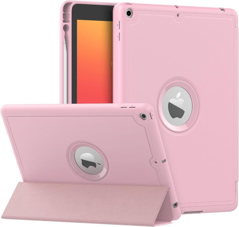 Photo 1 of Case for iPad 9th Generation 2021 / iPad 8th Generation 2020 / iPad 7th Generation 2019 with Pen Holder, iPad 10.2 Case with Soft TPU Back Stand Cover, Auto Wake/Sleep, Light Pink