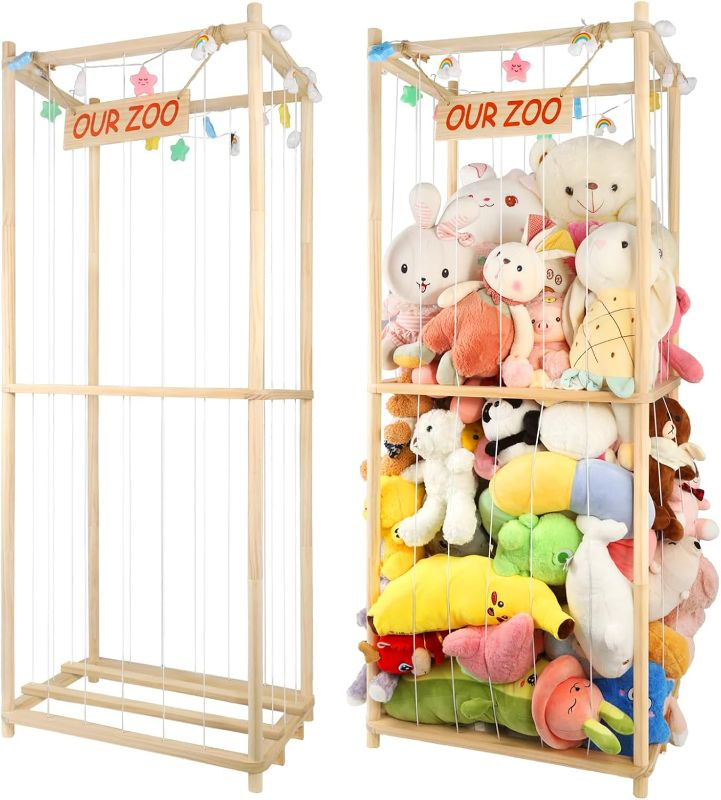 Photo 1 of Extra Large Stuffed Animal Storage Wooden Stuff Animal Organizer 63" Stuffed Animal Holder Stuffed Animal Zoo Kids Plush Toys Cage Stuffed Animal Display for Playroom Bedroom Nursery Room Decor Corner