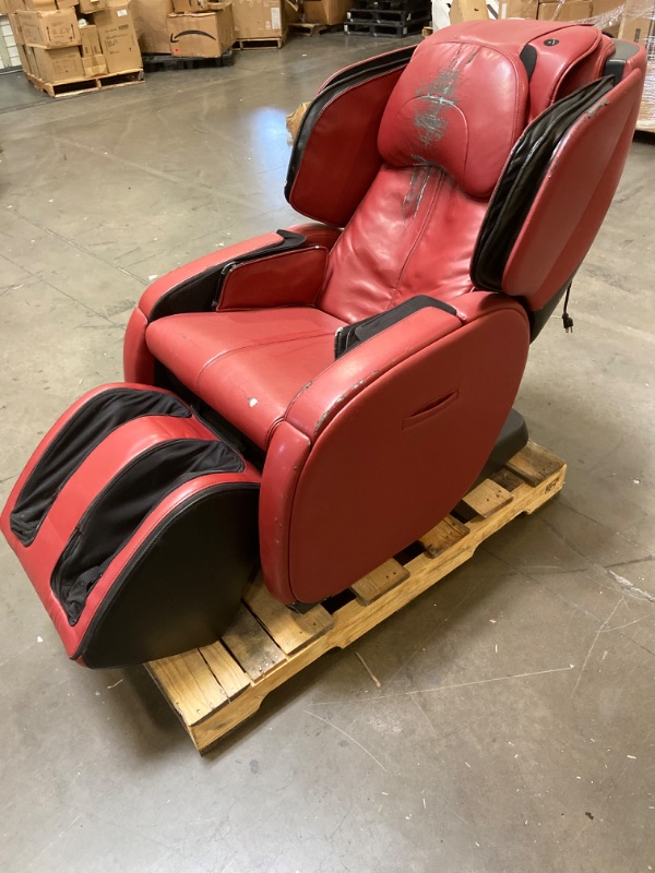 Photo 1 of (Cosmetic Damage)Human Touch Bali Full Body Stretch and Massage Chair | Advanced 3D Rollers | LCD Easy Remote | Cloud Touch | Relaxation to Recovery Modes | Red