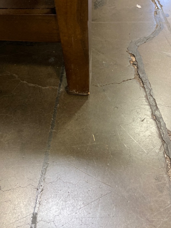 Photo 5 of (Top Is Cracked on Left Sink, Light Scratches at Bottom Of Leg) Allen + Roth Kennilton 60-in Gray Oak Double Sink Bathroom Vanity with Carrera White Engineered Stone Top