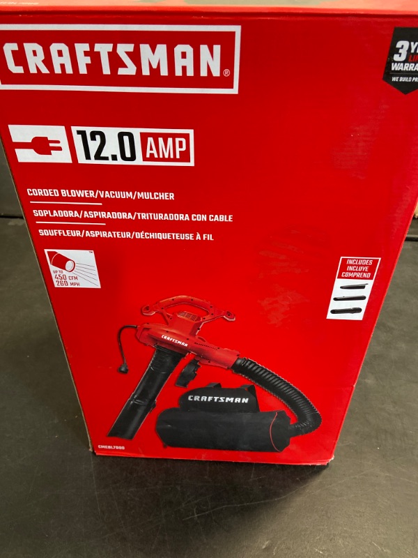 Photo 3 of (Does Not Come With Back Pack or Hose) Craftsman | Backpack Electric Blower 3-in-1 12 a 450 CFM 260 Mph