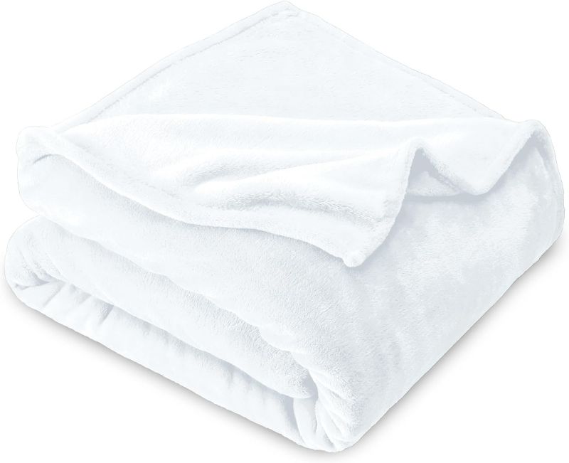 Photo 1 of Bare Home Fleece Blanket - Full Blanket - White - Lightweight Blanket for Bed, Sofa, Couch, Camping, and Travel - Microplush - Ultra Soft Warm Blanket 