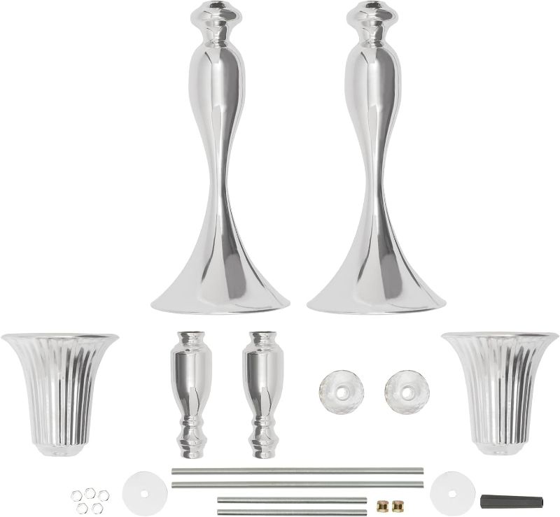 Photo 2 of 10 Pack Silver Metal Candle Holders 29.1" Tall Stand Flowers Vase Candlestick Flower Arrangement Candelabra Candle Holder Stand Set for Wedding Party Event Restaurant Hotel Decoration