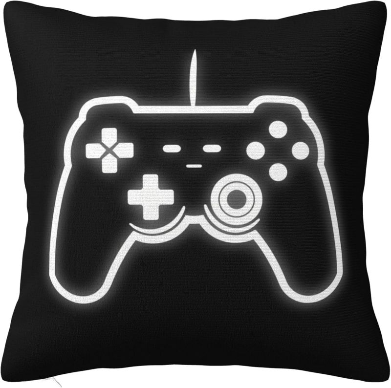 Photo 1 of Yaateeh Black White Game Controller Throw Pillow Covers Decorative 18x18 Inch Pillowcase Square Cushion Cases for Home Sofa Bedroom Livingroom