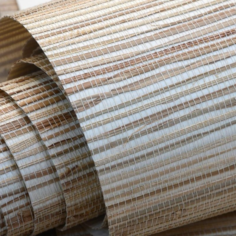 Photo 1 of (Unknown Length) Hand Weaved Wood Grass Paper Wallpaper, Grass cloth Wallpaper Textured Accent Wall Covering, Natural Grass Cloth Wallpaper Roll, Natural Fiber Wallpaper for Bedroom, Backdrop, Bathroom