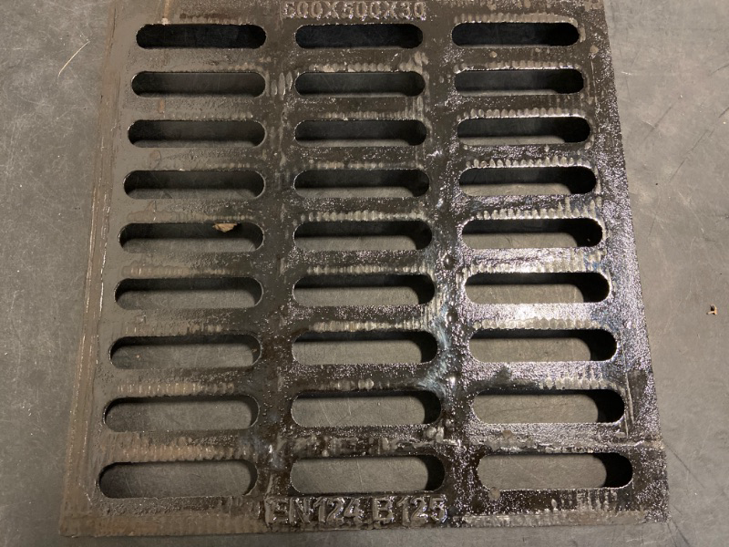 Photo 2 of Cast Iron Drain Grate, 19.7 x19.7 Outdoor Drain Cover, Durable Heavy Duty Sewer Cover to Block Debris, Black Rectangle Drainage Grate for Concrete Floor