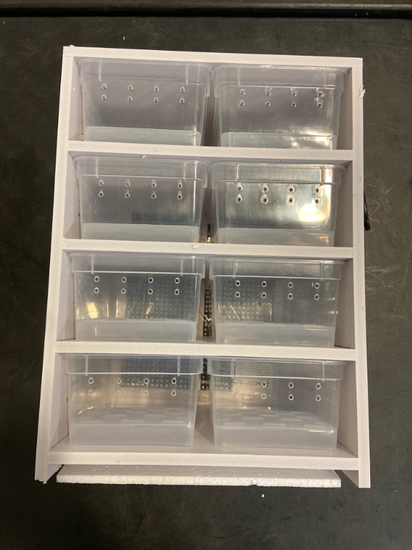 Photo 1 of 220V Reptile Breeding Cabinet 8PCS Transparent Breeding Box Insect Hygrometer Thermostat Function Heating Pad White