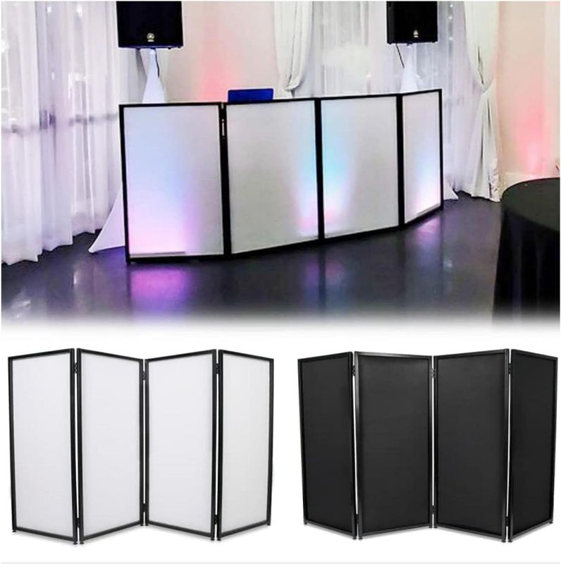 Photo 1 of ECOTRIC Portable DJ Facade Booth Foldable Cover Screen with White/Black Facade + Cloth Frame Booth Steel +Travel Bag Case Projector Display Scrim Panel with Folding