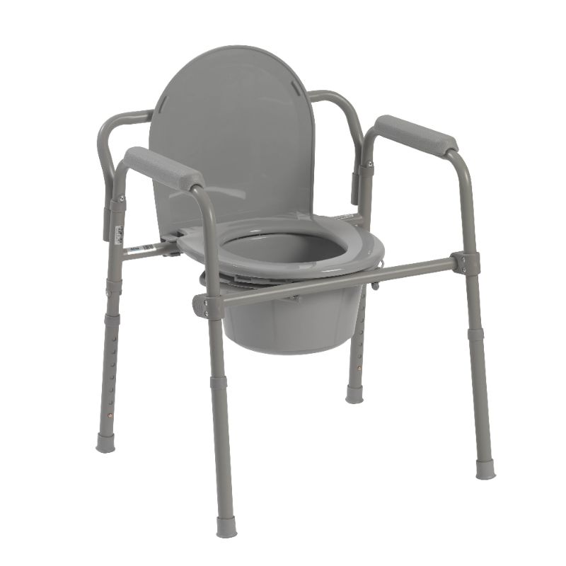 Photo 1 of Drive Medical Steel Folding Bedside Commode