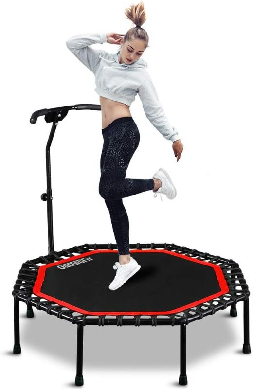 Photo 1 of ONETWOFIT 51" Silent Trampoline with Adjustable Handle Bar, Fitness Trampoline Bungee Rebounder Jumping Cardio Trainer Workout for Adults