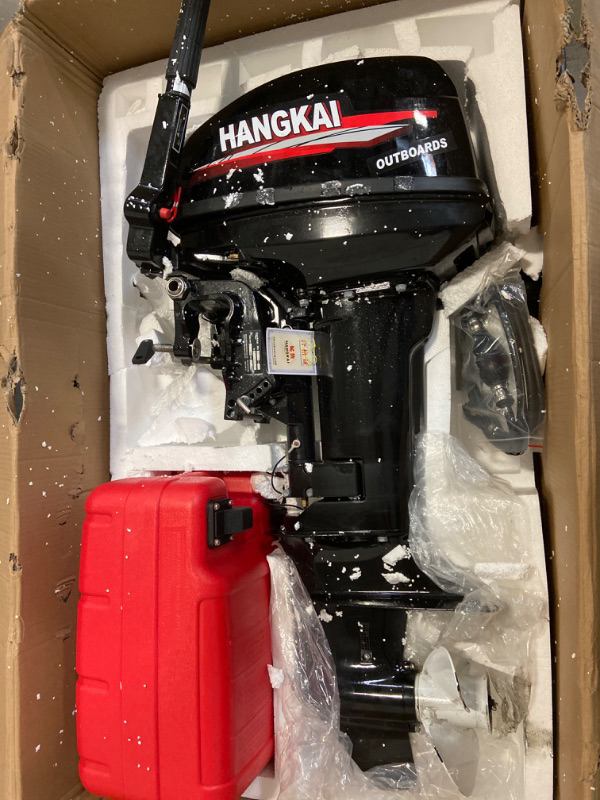 Photo 2 of Hangkai 18HP Outboard Motor, 2 Stroke 246CC Heavy Duty Fishing Boat Engine Water Cooling with CDI Ignition System, 4500-5500RPM (Short Shaft)