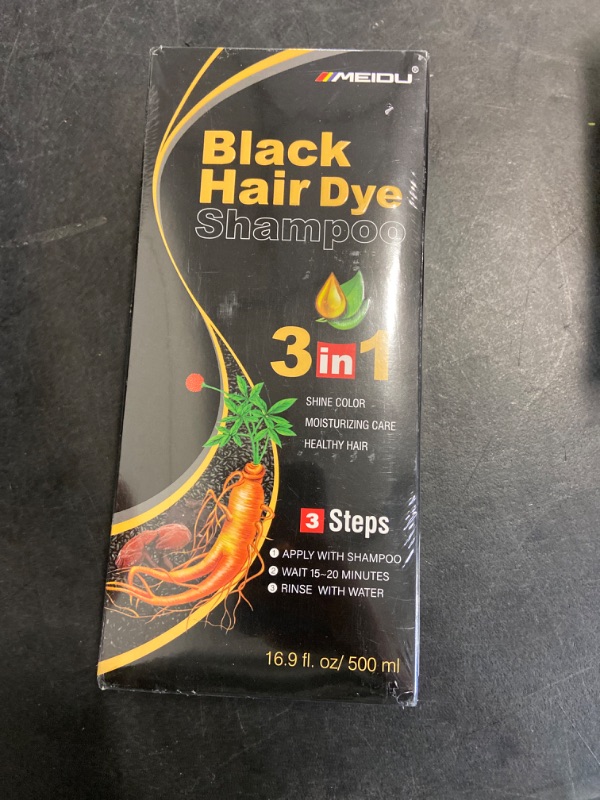 Photo 2 of Hair Dye Shampoo for Gray Hair, Hair Color Shampoo for Women Men Gray Coverage, Herbal Ingredients 3 in 1 Hair Dye 500ml (Black)