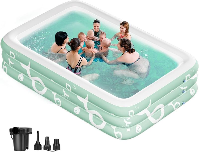 Photo 1 of Inflatable Pool, Kiddie Pool, Inflatable Swimming Pool, 103'' X 69'' X 24'' Thickened Family Swimming Pool for Toddlers, Inflatable Air Pump