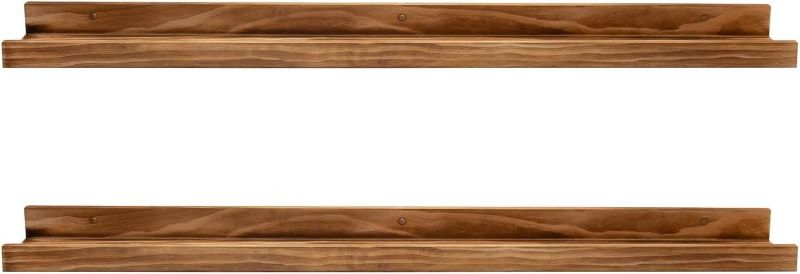 Photo 1 of AZSKY 36 Inches Long Wood Photo Picture Ledge Shelf with Lip Floating Shelves for Nursery Books Set of 3 Rustic Wall Shelf for Kids Bedroom Office Bathroom Living Room Frames