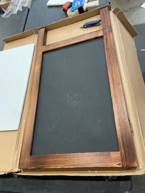 Photo 2 of A Frame Chalkboard by HBCY Creations: 40x20 Solid Wood A-Frame Sign Rustic Brown Double-Sided Magnetic Board, Chalkboard Menu Board, for Restaurants, Cafés, Weddings - Heavy Duty Hinges