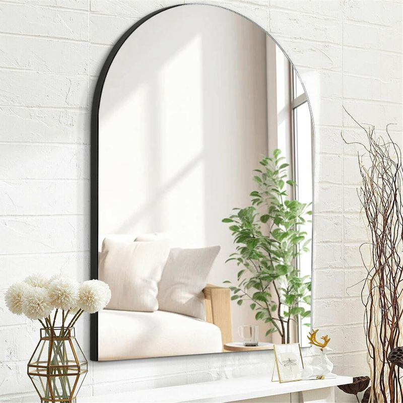 Photo 1 of Frameless Mirror, Arch Bathroom Mirror for Wall 16'' x 12'', Upgraded Shatter-Proof Mirror for Bathroom Vanity, Entryway, Living Room, Gym