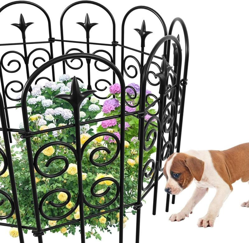 Photo 1 of Amagabeli 8 Panels Decorative Garden Fence 32in?H?x10ft?L?Garden Fencing Animal Barrier for Dog Rustproof Black Iron Border Fence Edging Metal Wire Fencing for Outdoor Patio Vinyl Flower ET046