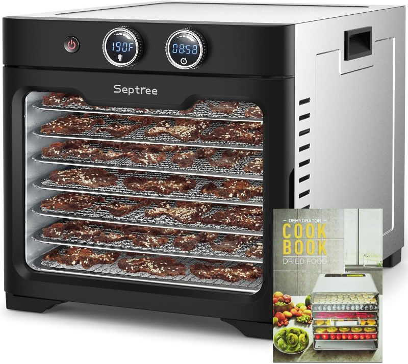 Photo 1 of Commercial Large 8 Trays Food Dehydrator, 8 Stainless Steel Trays Hold 10lb Raw Meats with 8.8ft² Drying Space,24H Timer,190°F Temperature Control, for Herbs, Meat, Fruit, Dog Treats