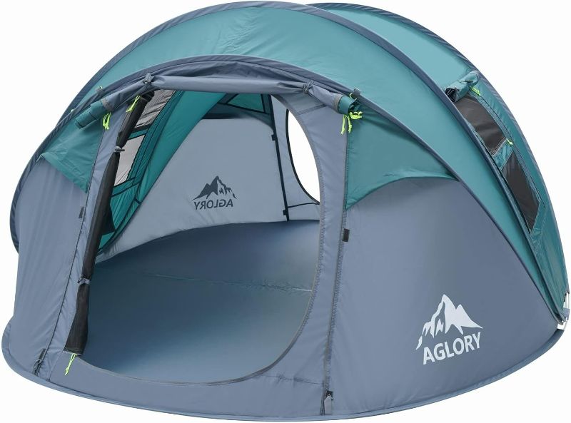 Photo 1 of 4-5Person Easy Pop Up Tent,9.5’X6.8’X49'',Automatic Setup,Waterproof, 2 Doors-Instant Family Tents for Camping, Hiking & Traveling