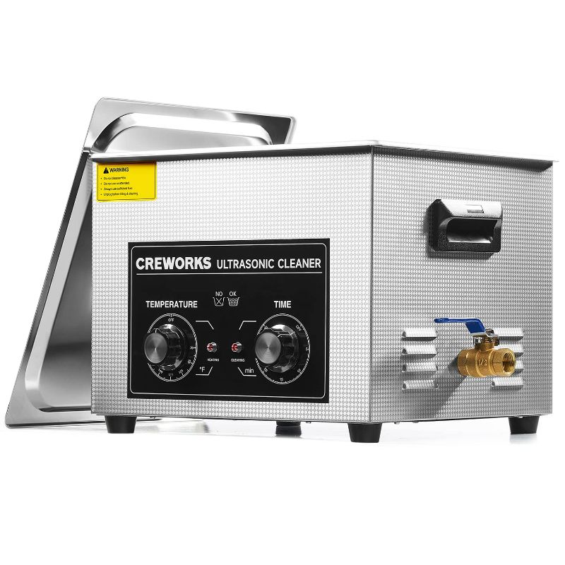 Photo 1 of CREWORKS 15L Ultrasonic Cleaner with Knob, Total 760W Professional Industrial Auto Cleaning Machine for Carburetor Repairing Tools Parts Instrument, 40kHz Digital Sonic Cavitation Cleaner with Heater