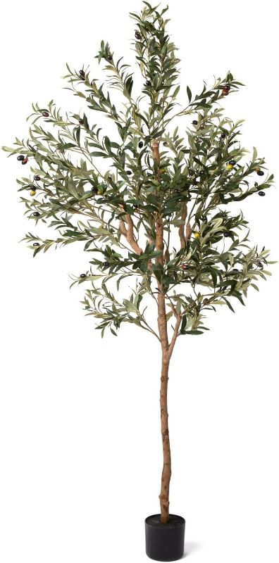 Photo 1 of 6FT Artificial Olive Tree - Realistic Faux Silk Indoor Plant with Lifelike Olives, Sturdy Natural Wood Trunk - Perfect for Home & Office Decor - Includes Free Beginner's Guide eBook