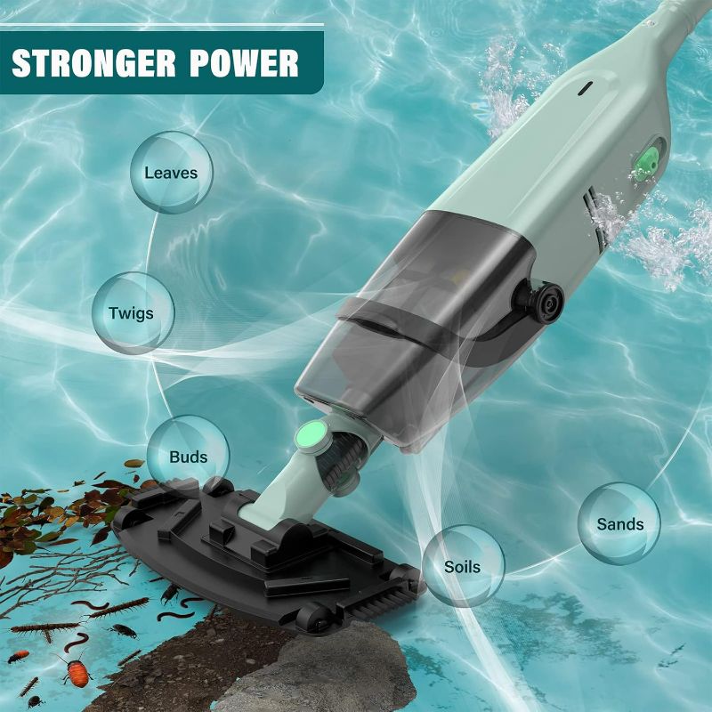 Photo 1 of Handheld Pool Vacuum Portable Pool Cleaner with Upgraded Powerful Suction Perfect for Above Ground Pools, spas,hot tubs and Small inground Swimming Pools for Cleaning Small Debris, Mint Green