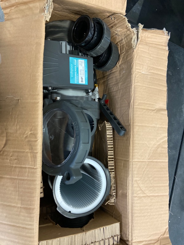 Photo 2 of 3 HP Pool Pump, 8964GPH, 220V, 2 Adapters, Powerful In/Above Ground Self Primming Swimming Pool Pumps with Filter Basket