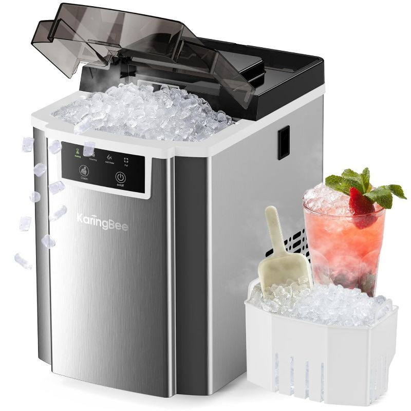 Photo 1 of Nugget Ice Maker Countertop - 45lbs/24H, 5mins Making Soft Chewable Pellet Ice - Self-Cleaning, Sonic Ice, Pebble Ice Machine for Home Kitchen,Office - Stainless Steel