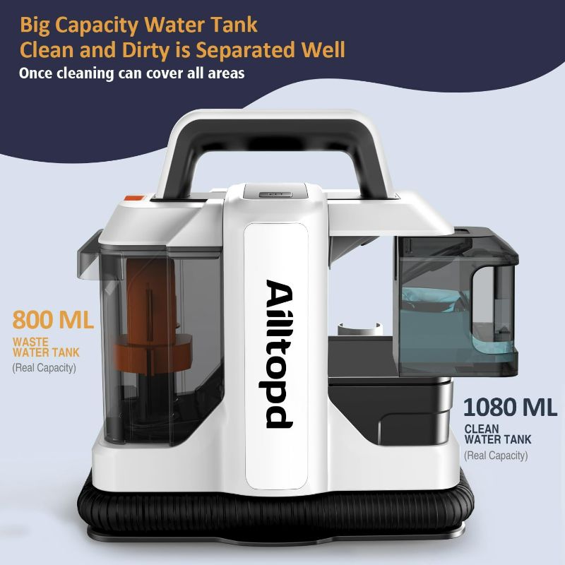 Photo 1 of Portable Carpet & Upholstery Spot Cleaner, Powerful Suction&Deep Stain Cleaning Carpet Cleaner Machine for Area Rugs, Carpet, Couch, Car, Pets, with Dual Size Brushhead and Cleaning Solution