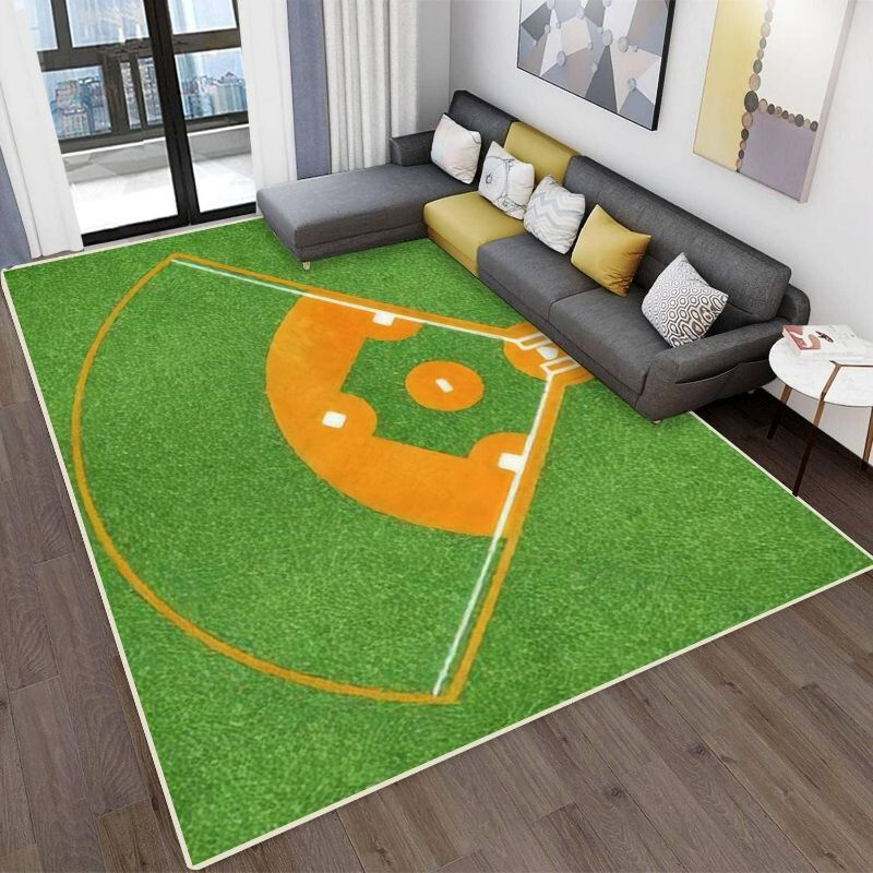 Photo 1 of 
Area Rugs for Living Room Bedroom top View of Baseball Field Non-Slip Rugs Stain Resistant Modern Carpet Abstract Multi 63inchW×94inchL