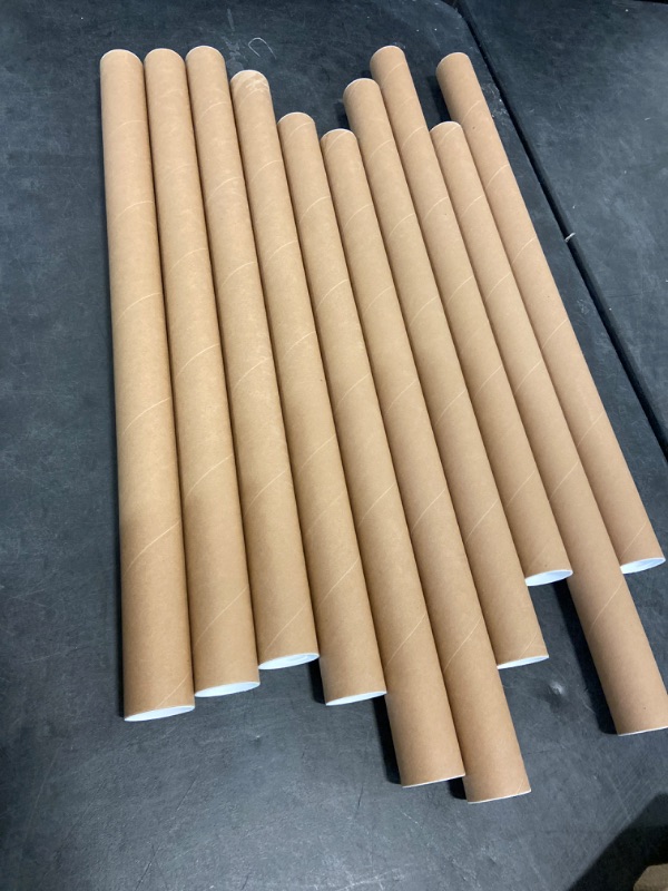 Photo 2 of Stockroom Plus 12-Pack Mailing Tubes with Caps, 2x15-Inch Kraft Paper Poster Tube for Shipping, Packing, Bulk Round Packaging, Cardboard Mailers, Art Prints, Maps, Blueprint (Brown)