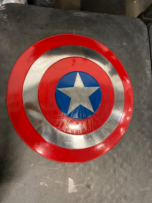 Photo 2 of Captain America Shield - Marvel Avengers Replica Cosplay Prop - Full-Size Metal Shield for Kids/Adults - Superhero Costume Accessory - Authentic Collectible Metal Shield - Official Movie Decor Gift