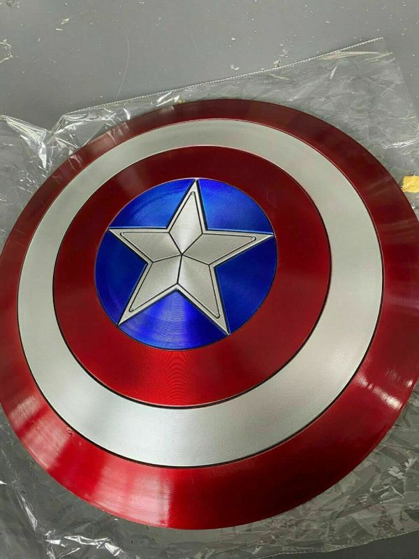 Photo 1 of Captain America Shield - Marvel Avengers Replica Cosplay Prop - Full-Size Metal Shield for Kids/Adults - Superhero Costume Accessory - Authentic Collectible Metal Shield - Official Movie Decor Gift