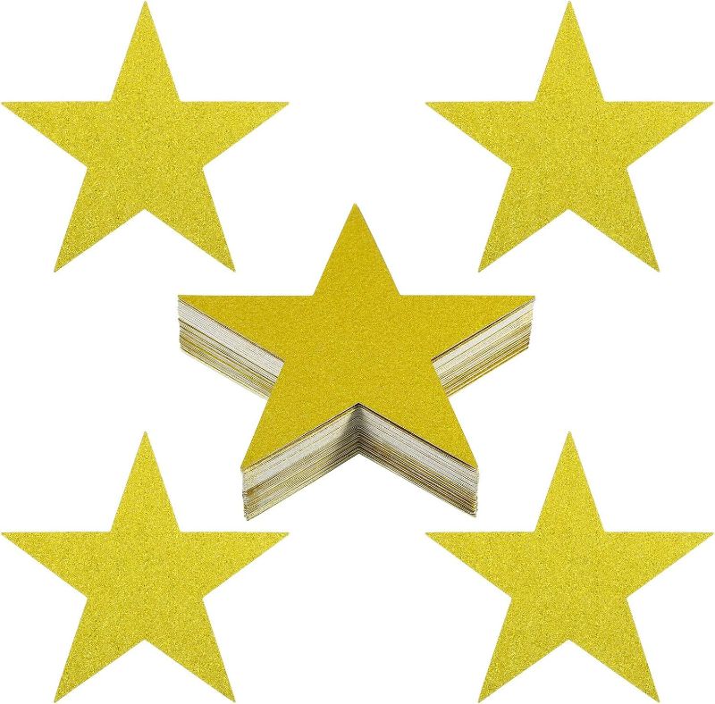 Photo 1 of PATIKIL Star Cutouts, 60 Pack Star Cutout Paper Stars for Classroom Decoration DIY Craft Project Bulletin Board Wall Poster, Golden