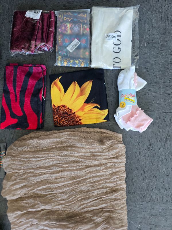 Photo 3 of 10 Miscellaneous Items-  Some house Hold Pillowcases & Table Runners - Socks - Hat - Magnet Toy 