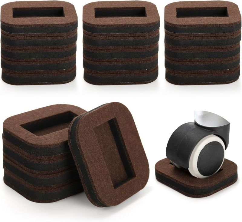 Photo 1 of 20 Pack Felt Furniture Cups, Anti-Sliding Bottom Caster Pads, Bed Wheel Couch Slide Stopper, Hardwood Floor Protector Fixed Standing Coasters for Carpet, Tile, Laminate Floors, Fit 2.1" x 1.2"