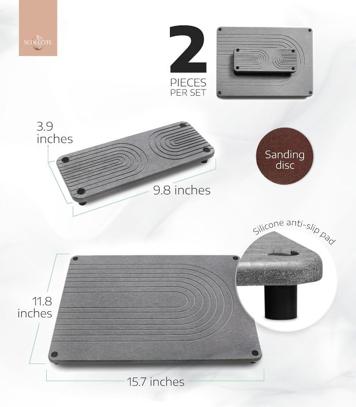 Photo 1 of 2 PCs Large Drying Stone for Kitchen Counter - Stone Dish Drying Mats for Kitchen Counter - Stone Mat Kitchen - Stone Drying Mat For Kitchen Counter - Water Absorbing Stone Tray for Sink