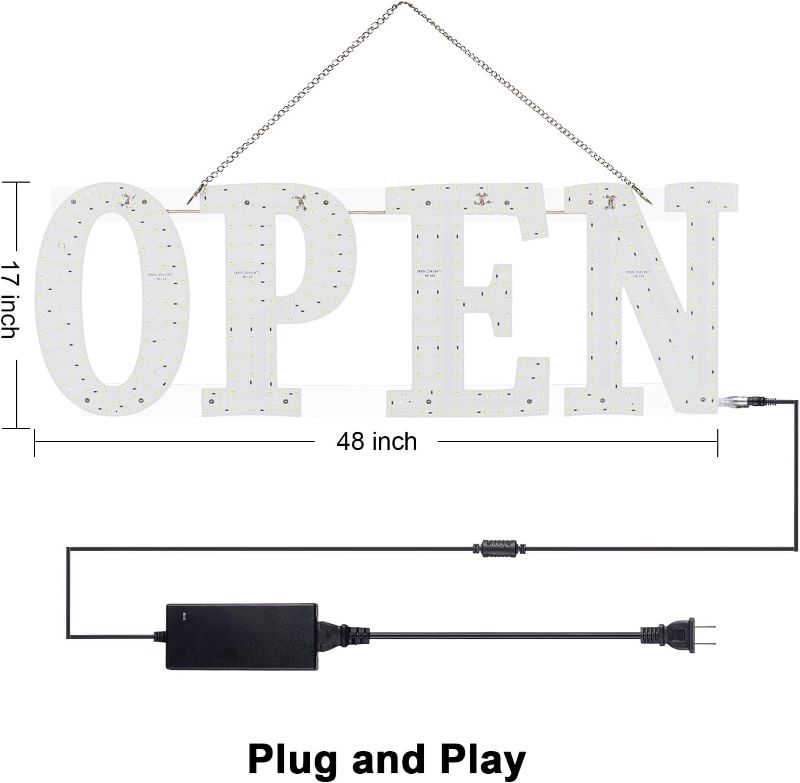 Photo 1 of 48"x17" Extra Jumbo LED Open Signs for Business, Unique Design Super Bright Open Sign with Chain, High Visibility Open Sign for Stores Bar Hotel Retail Shops Window Salon Office