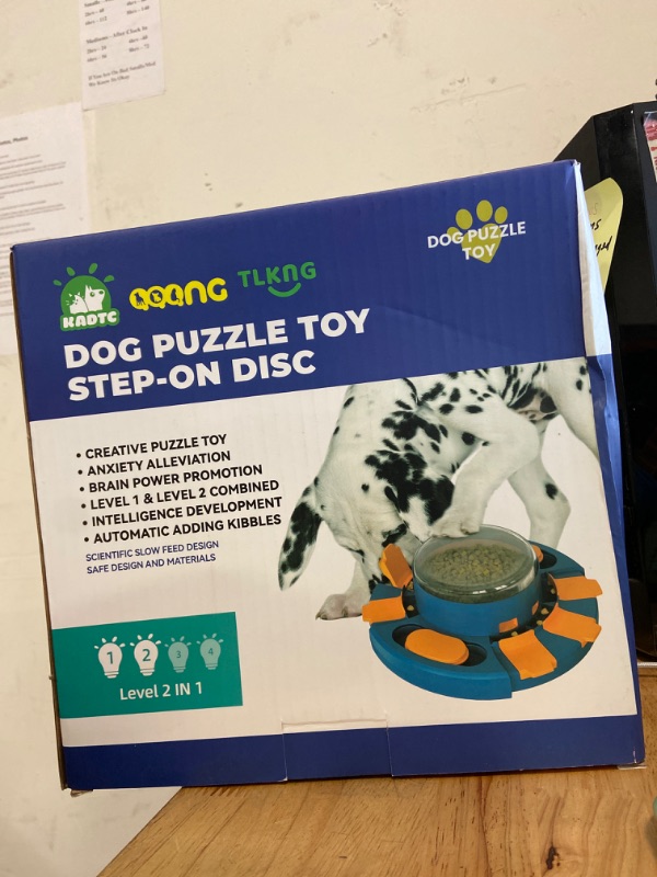 Photo 2 of KADTC Puzzle Toys for Dog Boredom and Mentally Stimulating Slow Food Treat Feeder Button Dispenser Pet Bowl Puppy Enrichment Brain Mental Stimulation Toy Level 2 1 Small/Medium/Large Interactive Game