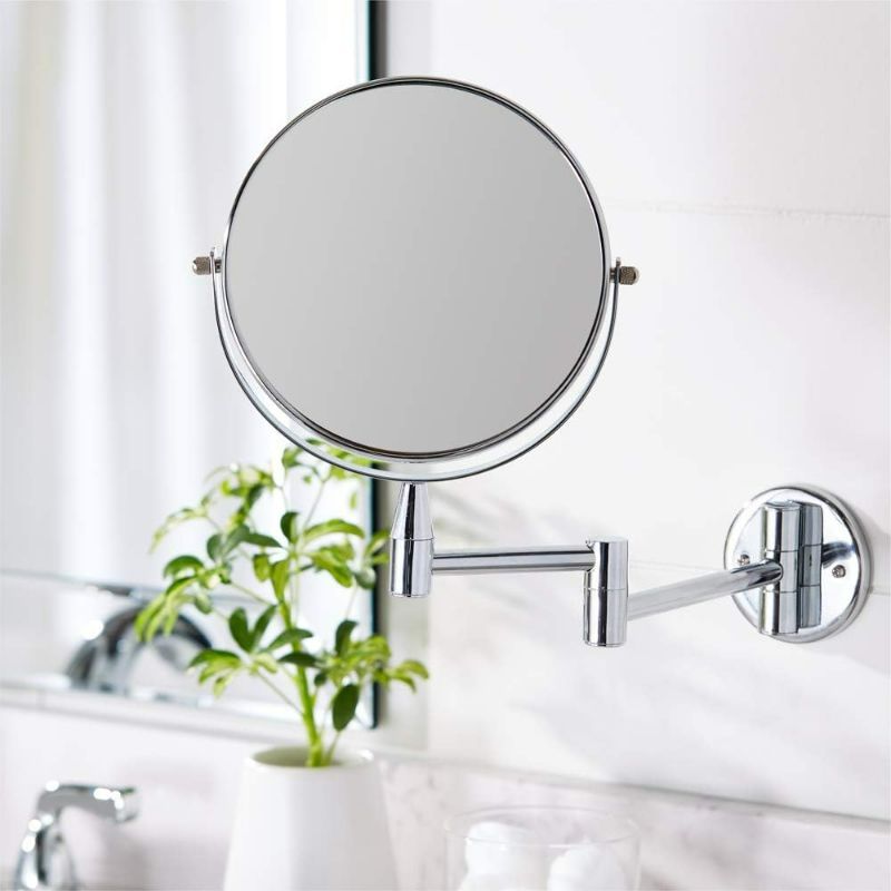 Photo 1 of Amazon Basics Wall Mount Round Vanity Mirror, 1X/5X Magnification, Chrome, 12.8"L x 10"W