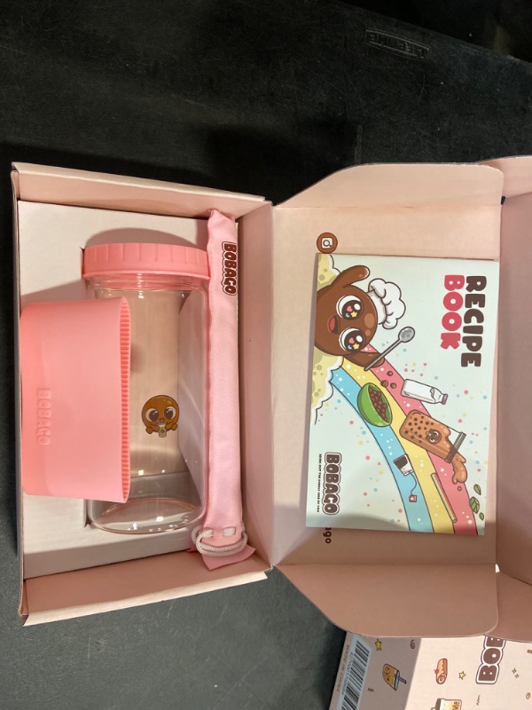 Photo 2 of BobaGO Reusable Boba Cup with Straw, Bubble Tea Cup with Recipe Book, Reusable Boba Cups with Lids, Boba Tumbler, Boba Tea Cup and Boba Jar, Bubble Tea Gift Set with Cup 17 ounce ( pink)