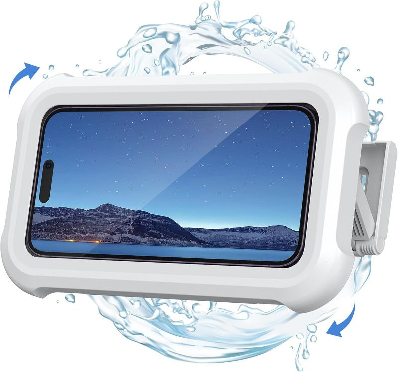 Photo 1 of Lamicall Shower Phone Holder Waterproof - 480° Rotatable Retractable Adjustable Shower Phone Case Holder, Bathroom Wall Phone Mount Stand Water Proof Anti Fog Case, Shower Accessories for 4-7" Phones