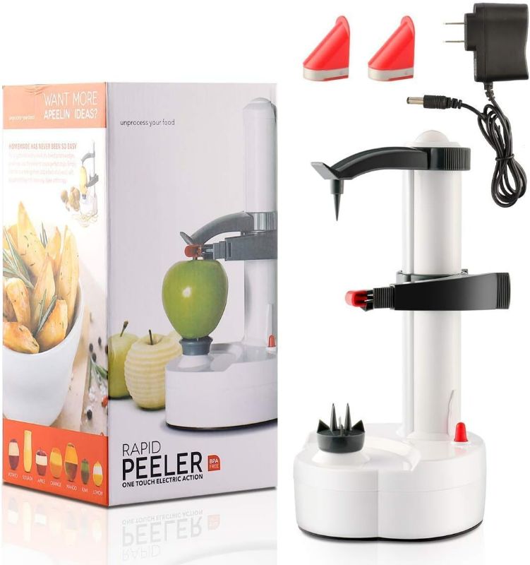 Photo 1 of ele ELEOPTION Electric Potato Peeler [2 Extra Blades] Rotating Apple Peeler Potato Peeling Stainless Steel Peeling, Fruit Vegetable Machine Kitchen Peeling Tool Gift