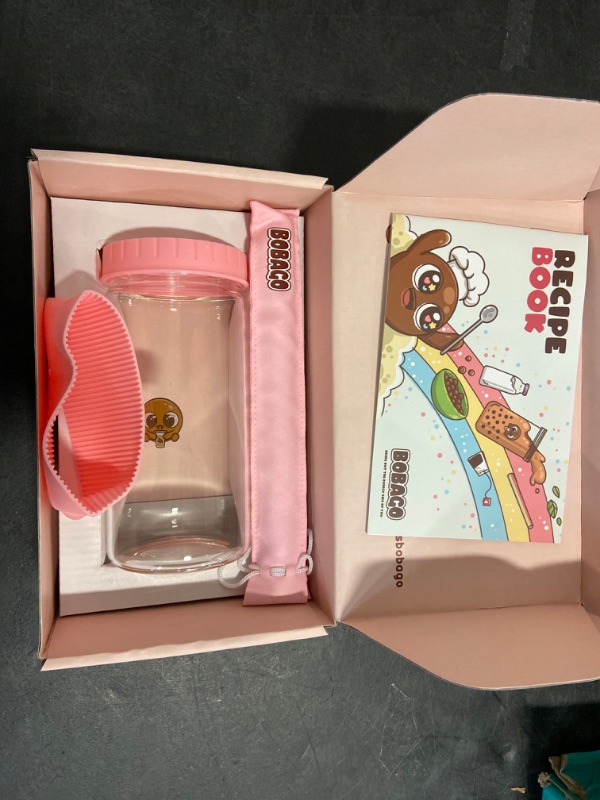 Photo 2 of BobaGO Reusable Boba Cup with Straw, Bubble Tea Cup with Recipe Book, Reusable Boba Cups with Lids, Boba Tumbler, Boba Tea Cup and Boba Jar, Bubble Tea Gift Set with Cup 17 ounce ( pink)