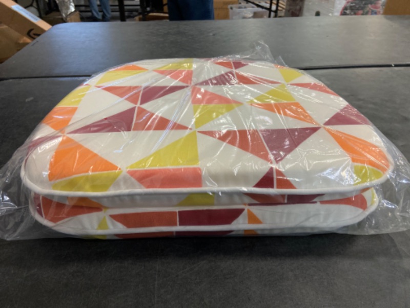 Photo 1 of Fabritones Outdoor Chair Cushions Orange Triangular Set of 2 Patio Seat Cushions with Ties 16x17 Inch Square Chair Pads