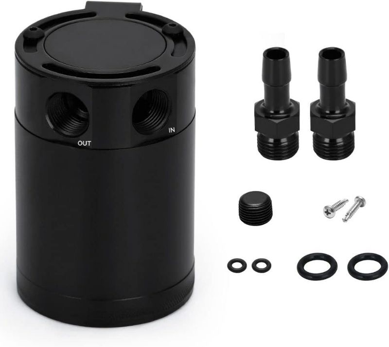 Photo 1 of Oil Catch Can Baffled 2 Port Oil Catch Tank Kit Universal Oil Separator Reservoir Tank