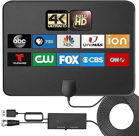 Photo 1 of TV Antenna, TV Antenna Indoor, HD TV Antenna for Smart TV and Old TV,TV Antenna for Local Channels,Support 4K 1080p with Signal Booster Antenna TV Digital HD Indoor, 18FT Coax HDTV Cable