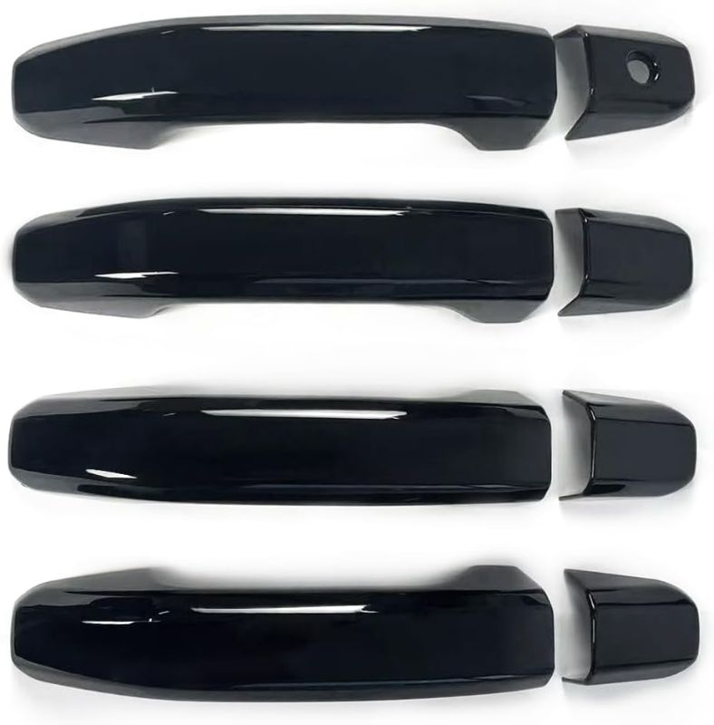 Photo 1 of 8PCS Door Handle Covers Trim Compatible with 2014-2020 Chevrolet Silverado+GMC Sierra Suvs Trucks Glossy-Black Without Passenger Keyhole